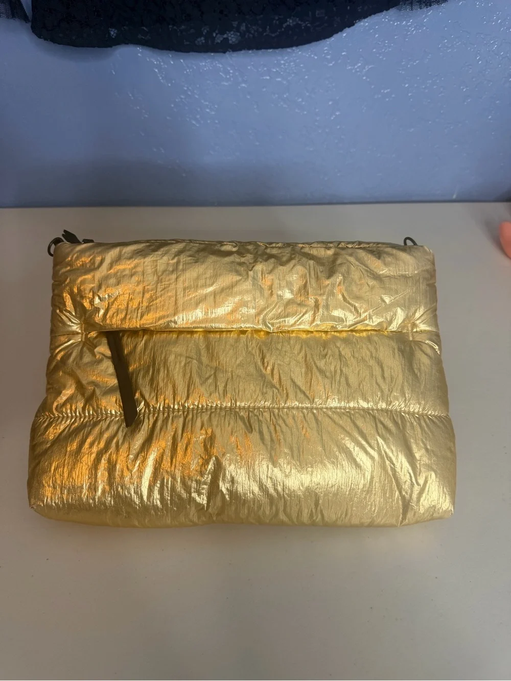 Trouvé Athleisure Crossbody Gold Quilted Puffer Clutch Bag - new